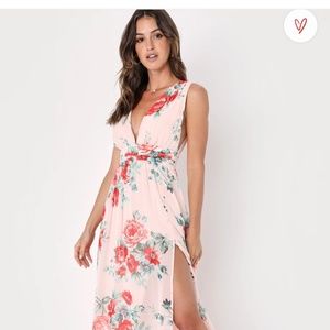 Lulu’s Garden Meandering Blush Floral Print Maxi Dress